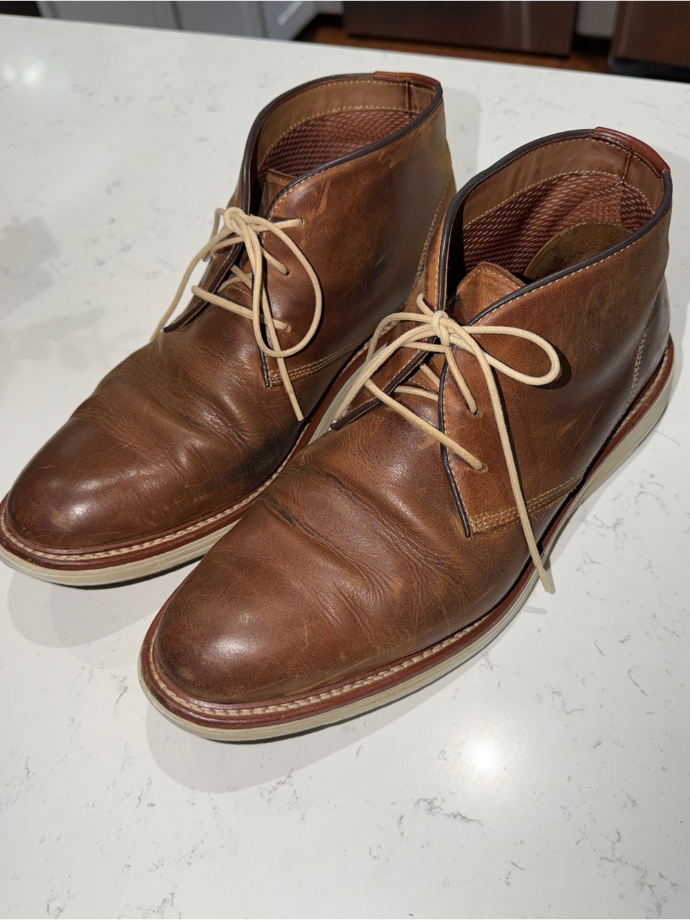 Johnston & Murphy Men's Brown Leather Lace Up Ankle Shoe - Sz 11
